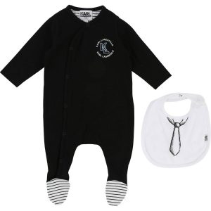 Karl Lagerfeld Kids Baby Pyjamas & Bib Black