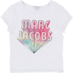 Little Marc Jacobs SS18 Marc Jacobs Logo Print Glitter T-Shirt White