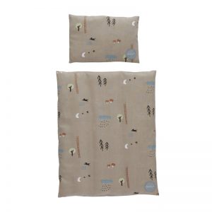 OYOY Dolls Bedding Happy Forest Grey Brown