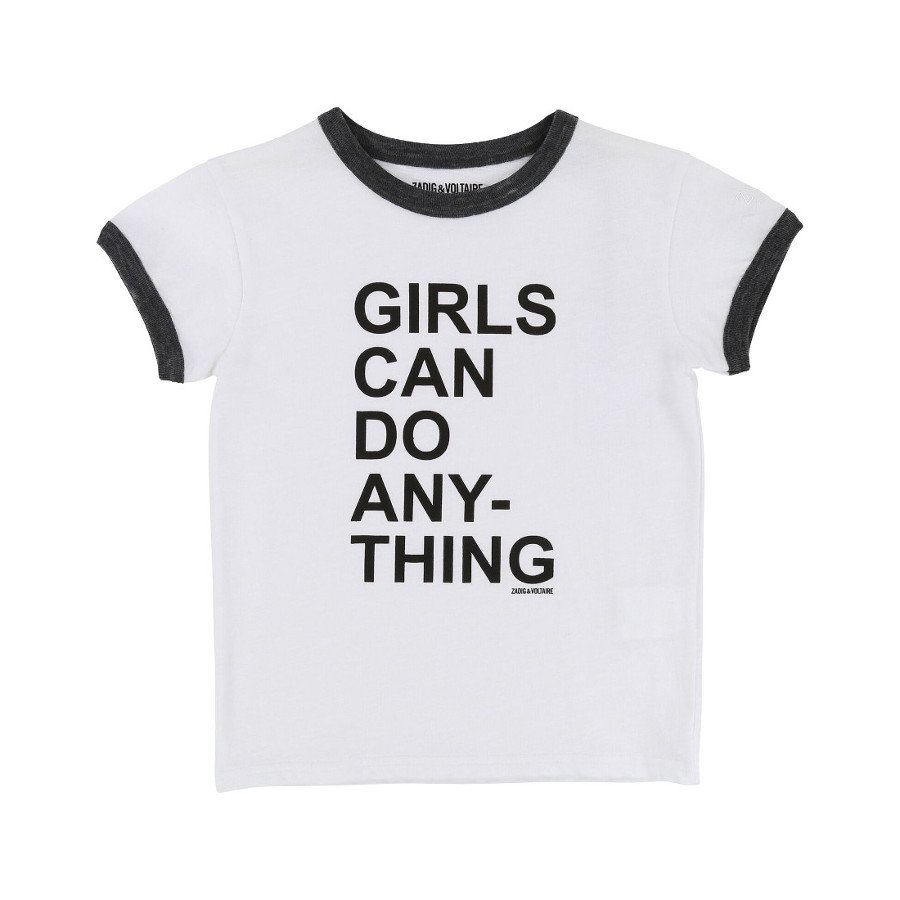 Zadig & Voltaire Kids SS18 Girls Can Do Anything T-Shirt White - Leo ...