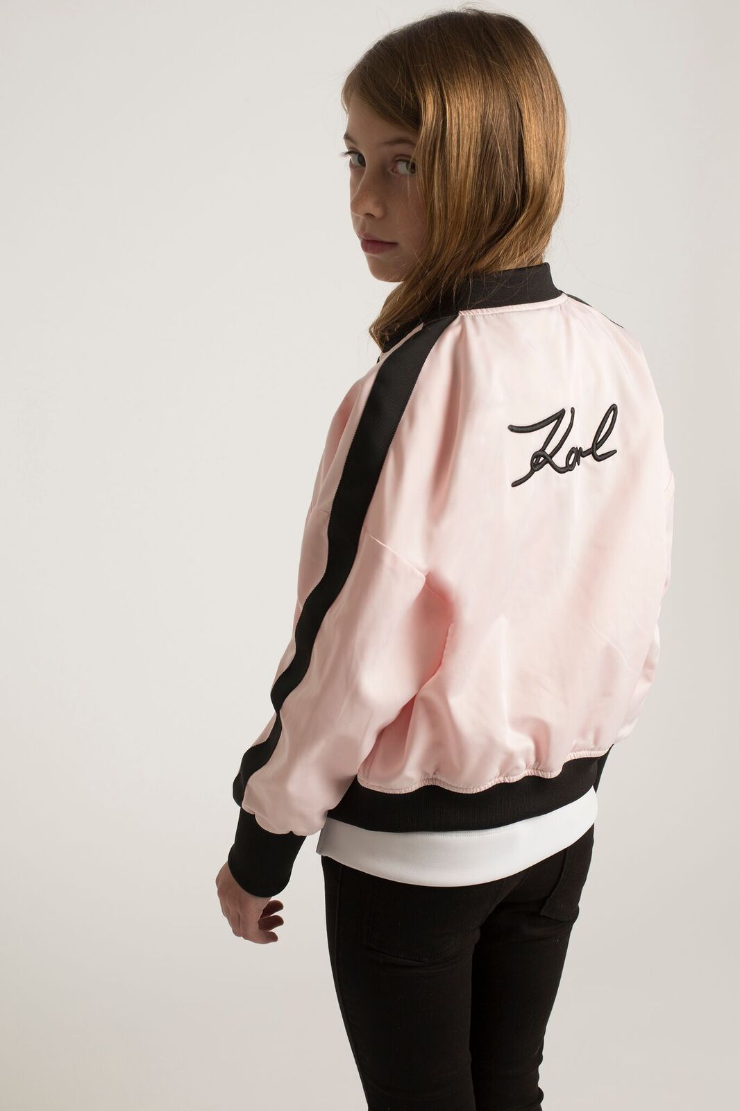 Karl Lagerfeld Kids Karl Bomber Jacket Pink - Leo & Bella