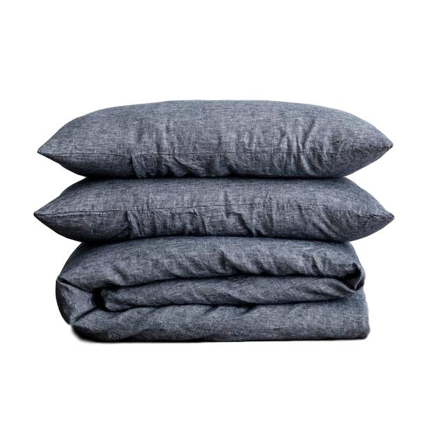 Cultiver Linen Duvet Cover Set Single Indigo Leo Bella