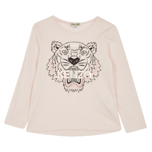 Kenzo Kids AW18 Tiger Print Long Sleeve T-Shirt Light Pink