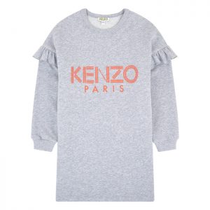 Kenzo Kids AW18 Logo Print Dress Marle Grey