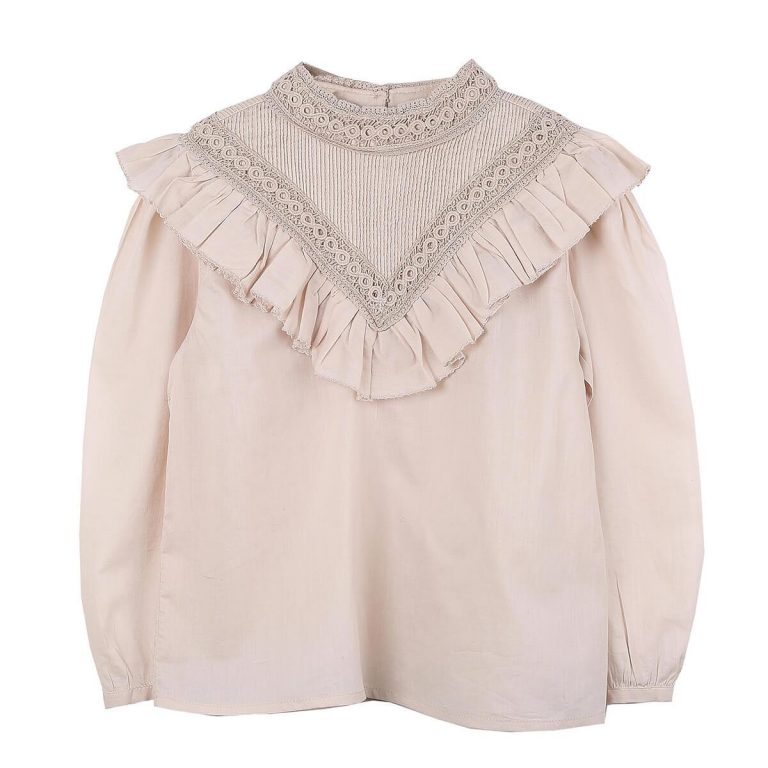 emile et ida AW18 Blouse Vintage Frills & Lace Rose - Leo & Bella