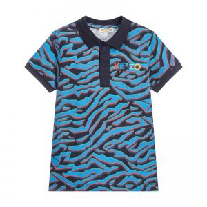 Kenzo Kids AW18 Ehren Embroidered Logo Polo T-Shirt Blue