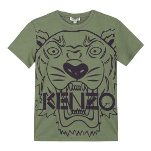 Kenzo Kids AW18 Large Tiger Print T-Shirt Khaki