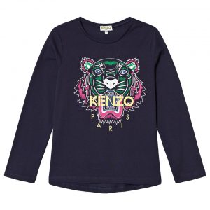 Kenzo Kids AW18 Tiger Print Long Sleeve T-Shirt Navy