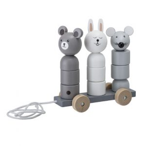 Bloomingville Mini Pull Along Toy Bear / Rabbit / Mouse Grey