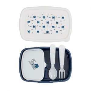 Bloomingville Mini Superhero Lunch Box Container with Cutlery Blue