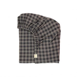 camomile london Fitted Sheet Gingham Charcoal Grey Cot