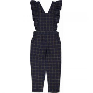 Louis Louise AW18 Girl Cleo Overall Gold Check Navy