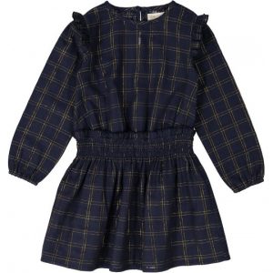 Louis Louise AW18 Girl Uma Dress Gold Check Navy