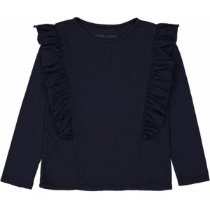 Louis Louise AW18 Girl Erina Ruffles Long Sleeve T-Shirt Navy