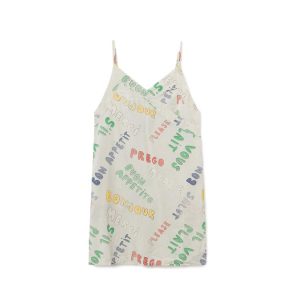 The Animal Observatory SS19 Kids Weasel Dress White Words