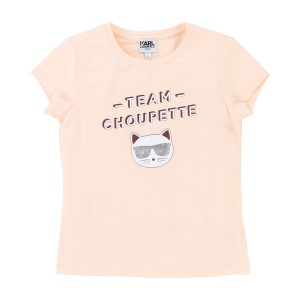 Karl Lagerfeld Kids AW18 Skool Team T-Shirt Pale Pink