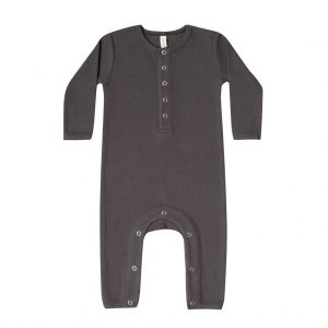 Quincy Mae Ribbed Baby Jumpsuit Coal