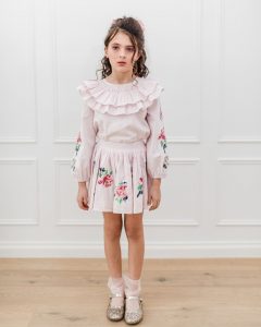 Petite Amalie AW19 Embroidered Sleeve Linen Blouse