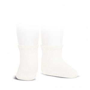 Condor Perle Side Openwork Short Socks White