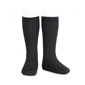 Condor Ribbed Knee High Socks Black