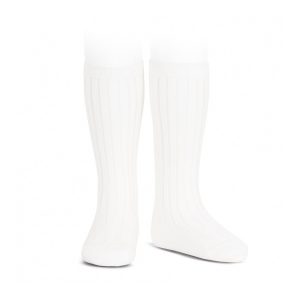 Condor Ribbed Knee High Socks White