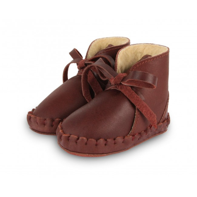 Donsje Pina Booties Lining Pull Up Leather Burgundy - Leo & Bella