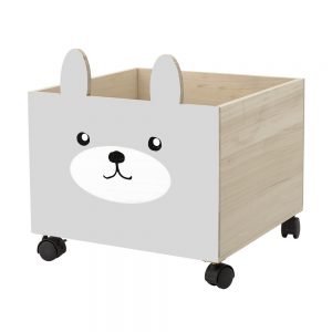Bloomingville Mini Wooden Bear Storage Box on Wheels