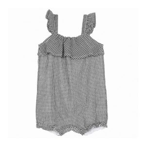 emile et ida SS19 Baby Playsuit Vichy Noir Black White