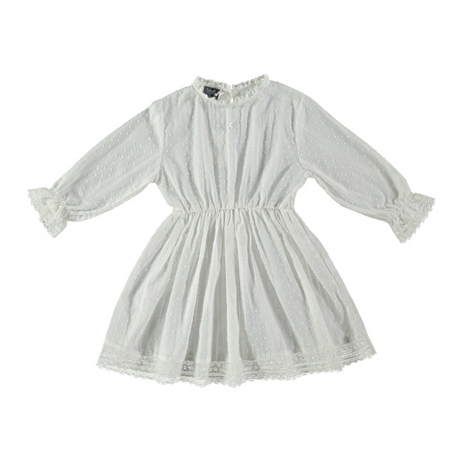 Tocoto Vintage SS19 Plumeti Lace Dress White - Leo & Bella