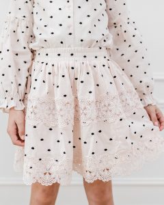 Petite Amalie AW19 Black Embroidered Dot Skirt Rosewater