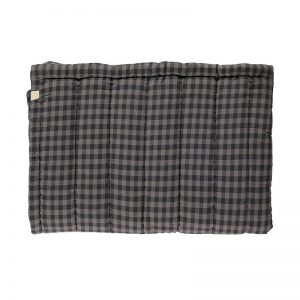 camomile london Quilted Blanket Gingham Check Charcoal Grey Cot