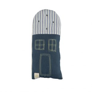 camomile london House Cushion Petite Midnight Body / Stripe Ticking Blue Roof