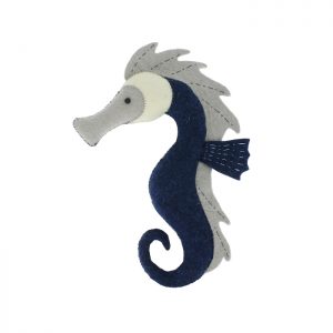 Fiona Walker Felt Animal Head Mini Blue Seahorse