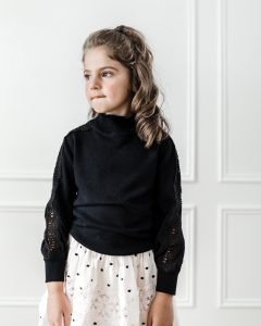 Petite Amalie AW19 Lace Trim Sweater Black