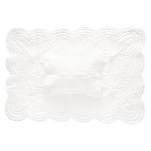 Bonne Mere Scalloped Quilt & Pillow Set White King Single