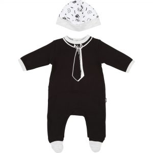 Karl Lagerfeld Kids SS19 Baby Set Growsuit + Beanie Black
