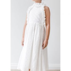 Petite Amalie SS19 Embroidered Dot Midi Dress White