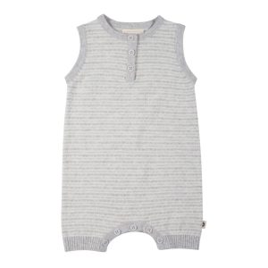 Jujo Baby Tuck Stripe Onesie Silver