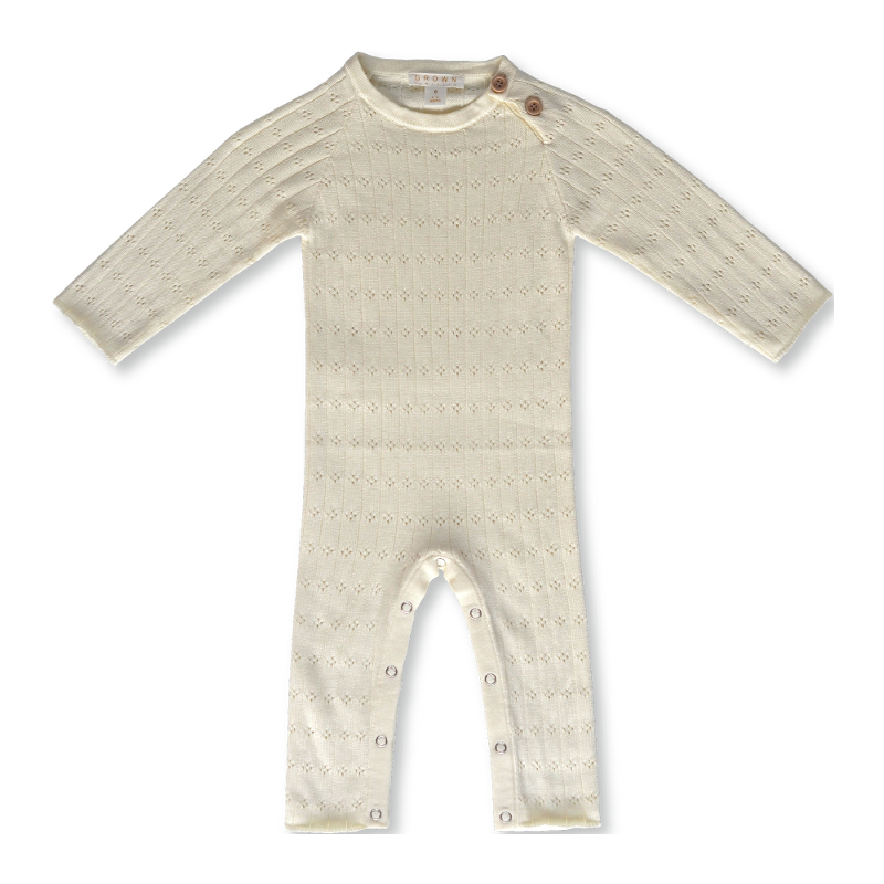 Grown Pointelle Jumpsuit Milk - Leo & Bella