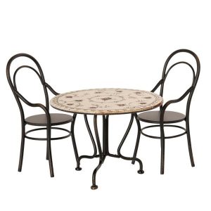 Maileg Dining Table Set with Chairs Anthracite