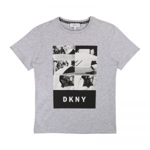 DKNY AW19 Cotton Black and White Print T-Shirt Grey