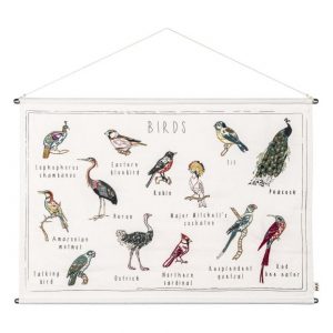 Numero 74 Embroidered School Poster Kit Birds 60x40cm