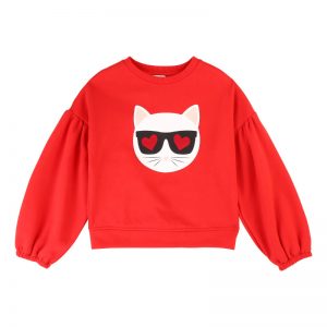 Karl Lagerfeld Kids AW19 Choupette Bell Sleeve Sweatshirt Red