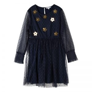 Little Marc Jacobs AW19 Gold Daisy Tulle Party Dress Navy