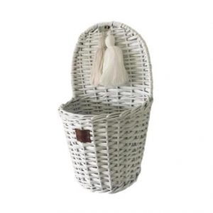 Lilu Wicker Wall Basket Slim White