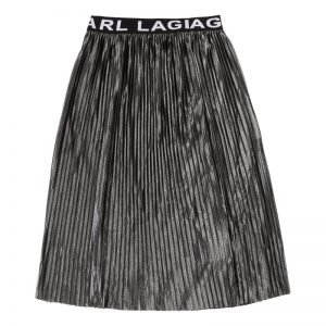 Karl Lagerfeld Kids AW19 Pleated Midi Skirt Dark Grey