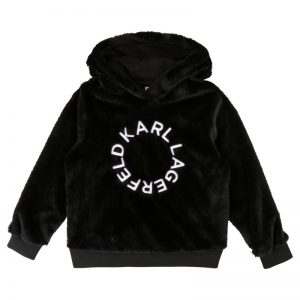 Karl Lagerfeld Kids AW19 Faux Fur Hooded Sweatshirt Black