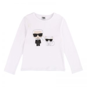 Karl Lagerfeld Kids AW19 Karl & Choupette Long Sleeve T-Shirt White