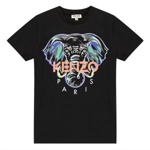 Kenzo Kids SS20 Disco Jungle Elephant T-Shirt Black