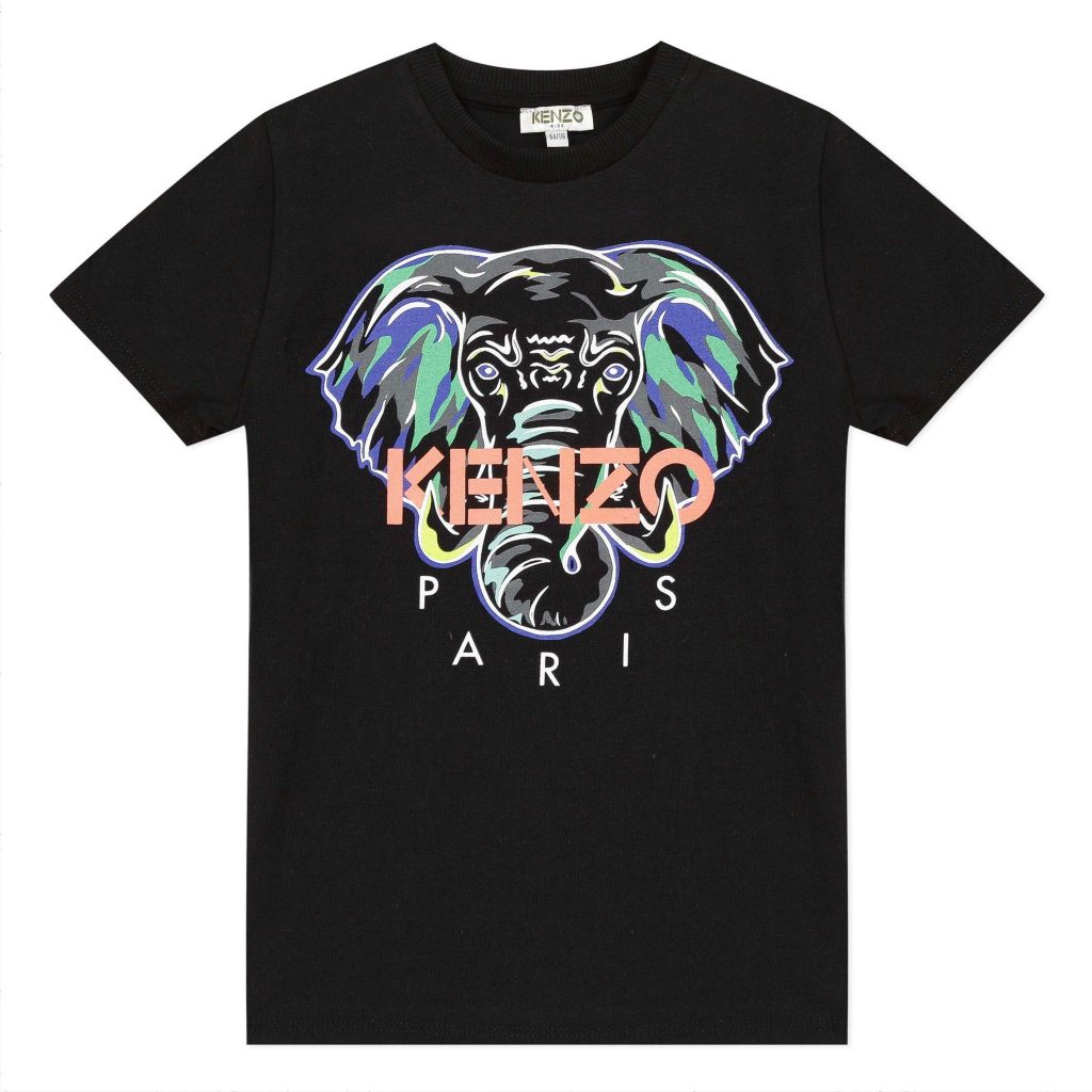 Kenzo Kids SS20 Disco Jungle Elephant T-Shirt Black - Leo & Bella